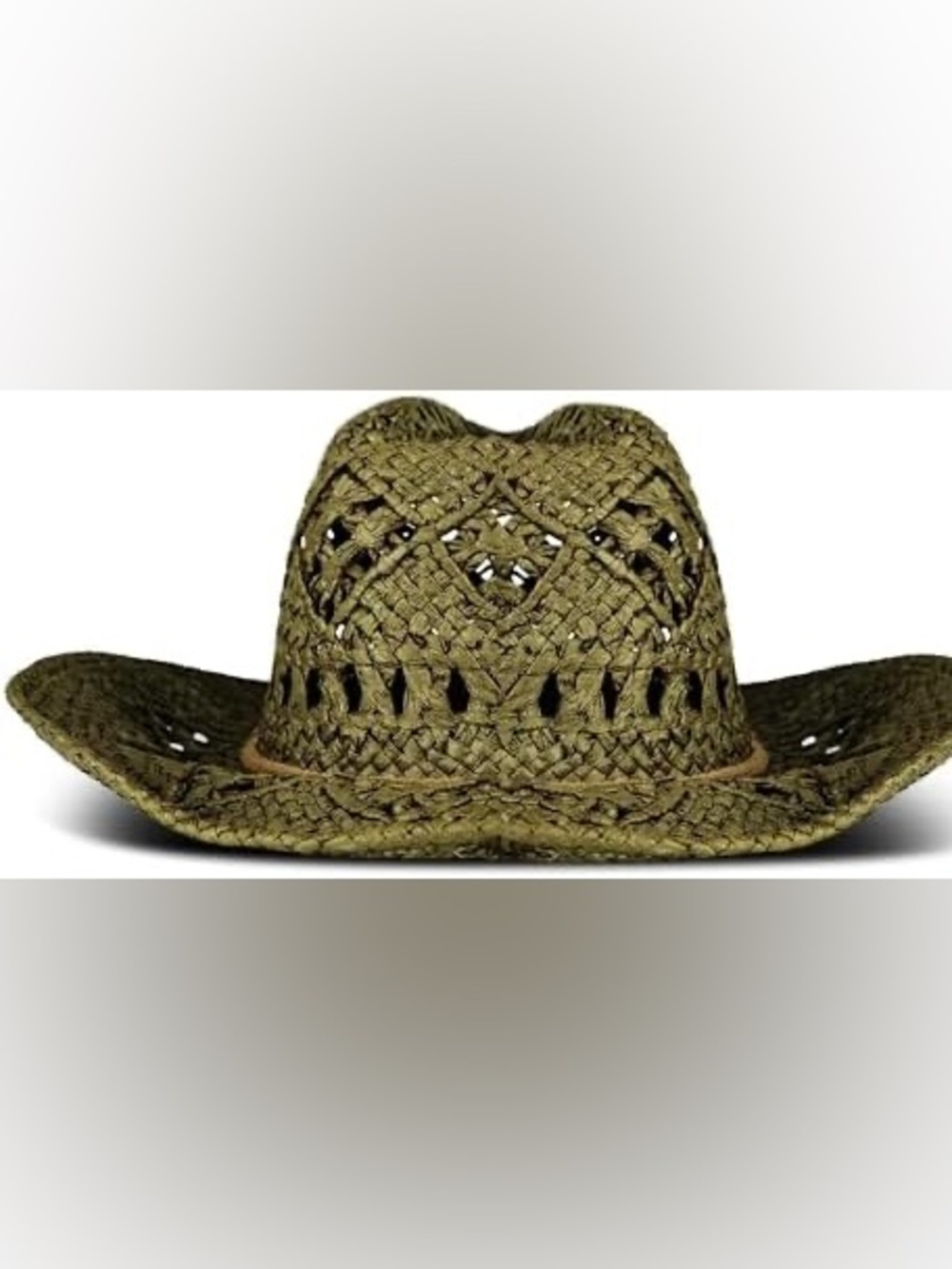 New Lucky Brand Woven Straw Cowboy Hat Olive Green with Rope Band